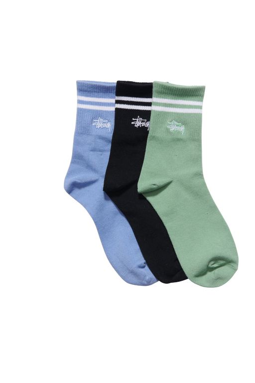 Stussy Mens Graffiti (3 Pack) Socks Green - EDJMS9834